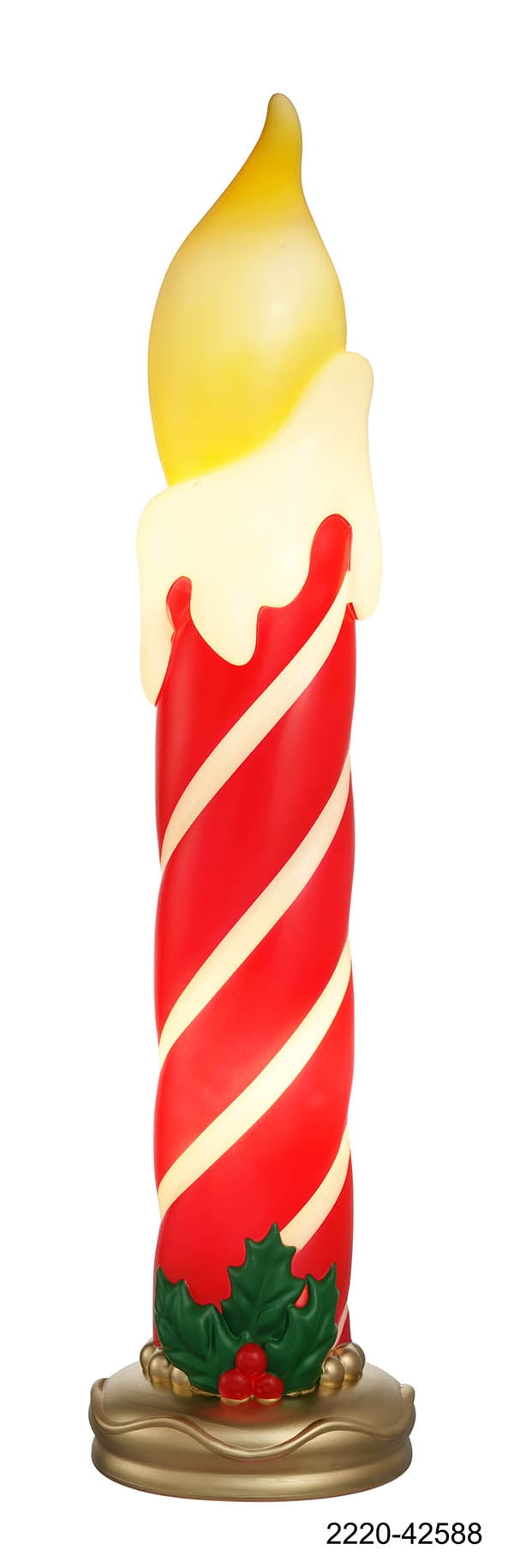 Holiday Time 42 inch Plastic Lightup Red Striped Candle, Indoor