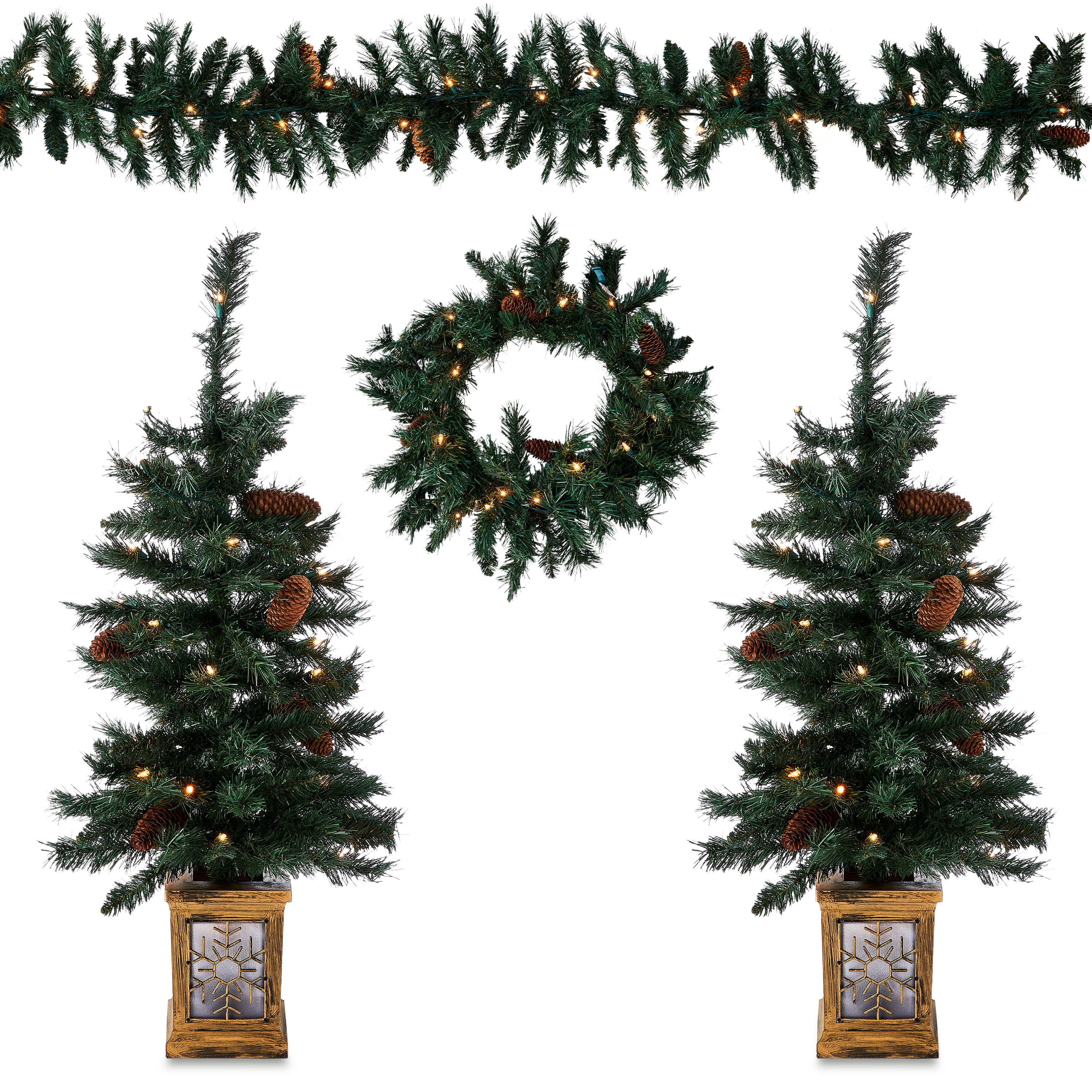 Holiday Time 5Piece PreLit Artificial Christmas Tree Entryway Set