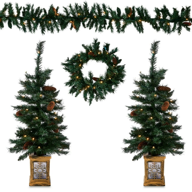 Holiday Time 5Piece PreLit Artificial Christmas Tree Entryway Set