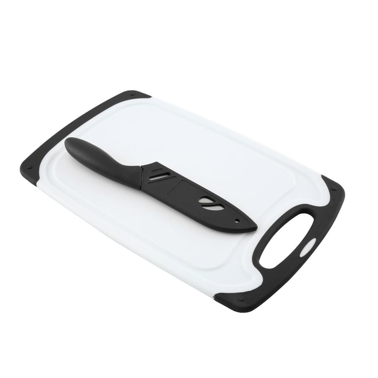 Holiday Time 5” Stainless Steel & Plastic Rich Black Dishwasher Safe Knife  Cutting Board