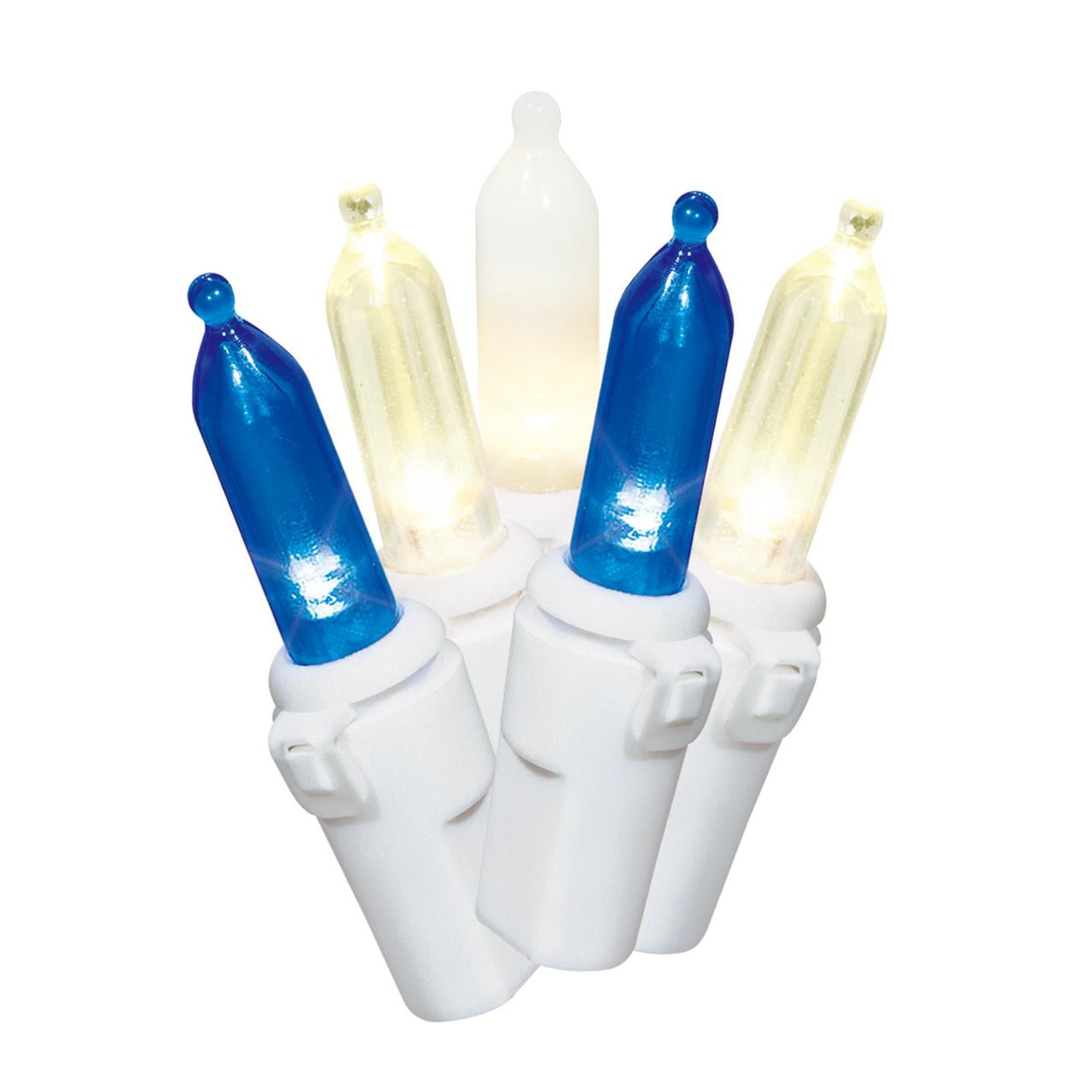 Holiday Time 50Count LED Mini IncandescentStyle Christmas Lights, Blue, Warm White, & Frosted