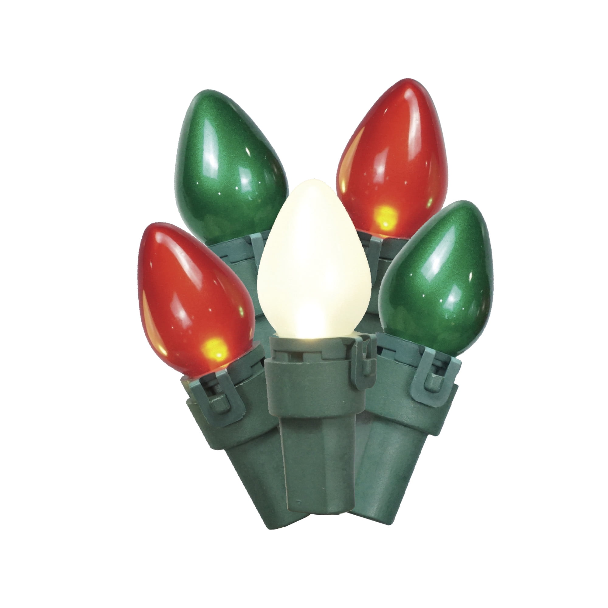 Holiday Time 50Count Red, Warm White, and Green Pearlized Glass C3 LED