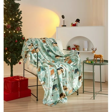 Holiday Time 50"x60" Multi-Color Village Plush Throw, All Ages