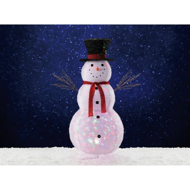 Holiday Time 52" Jumbo Pop-up Snowman with Revolving Multi-Colored Light Show Light Sculpture