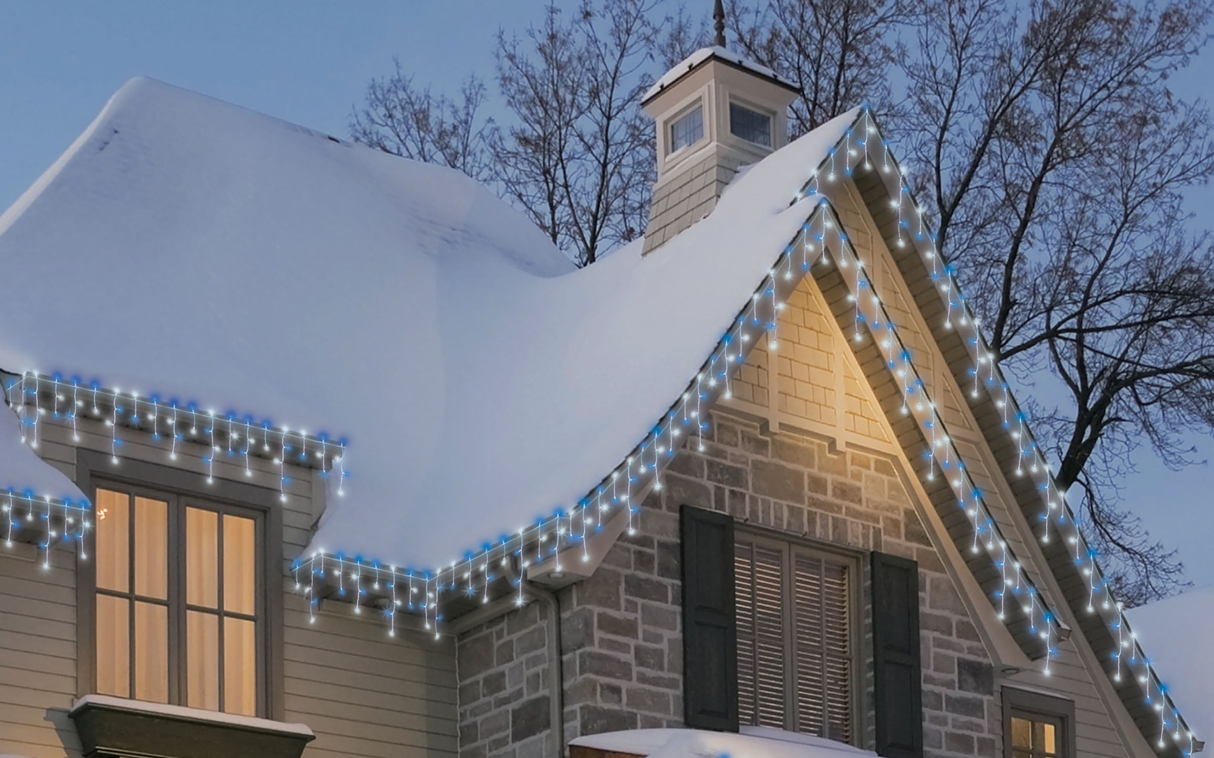 Holiday Time 60 Cool White and Blue LED Random Twinkle IcicleStyle