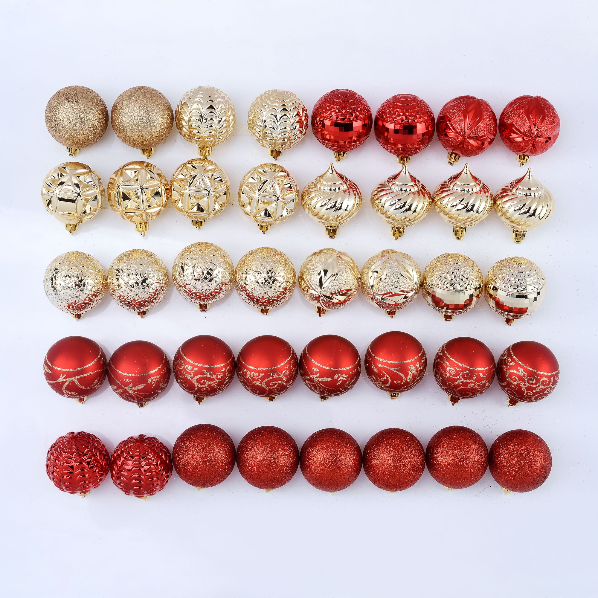 Holiday Time 60 mm Christmas Shatterproof Ornaments, Brilliant Red & Metallic Gold, 40-Count