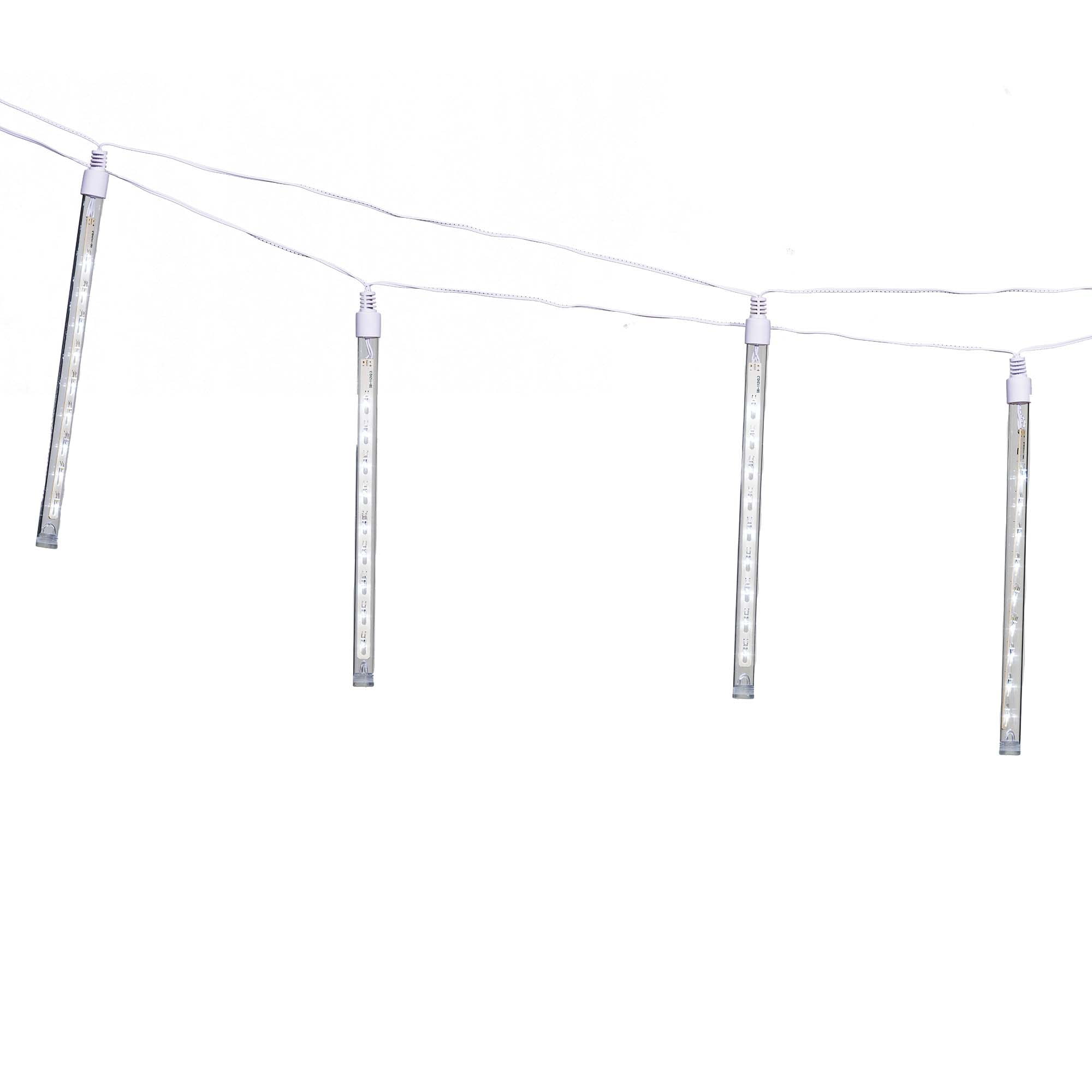 Holiday Time 7Count Cool White LED Dripping Icicle Christmas Lights, with White Wire, 18 feet