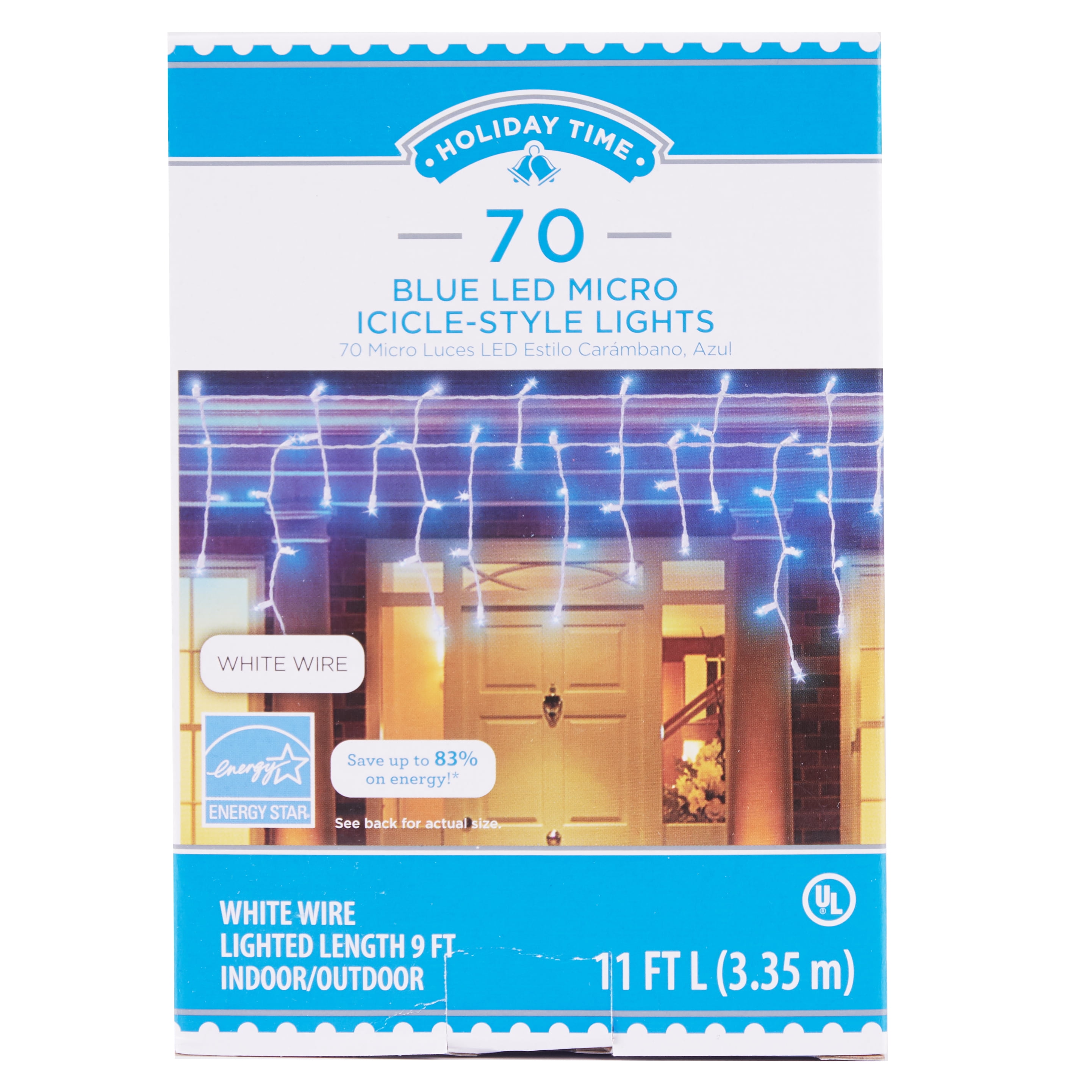 Holiday Time 70 Blue LED Micro IcicleStyle Lights, 11'