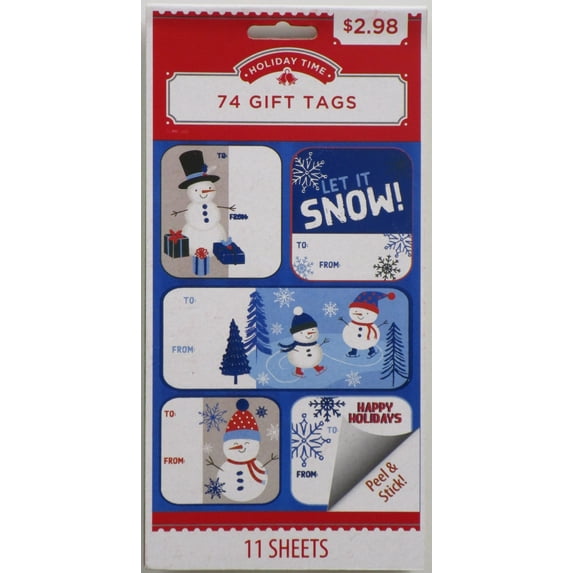 Holiday Time 74ct Hotstamp Whimsy Gift Tag Book, Blue, 4" x 8"