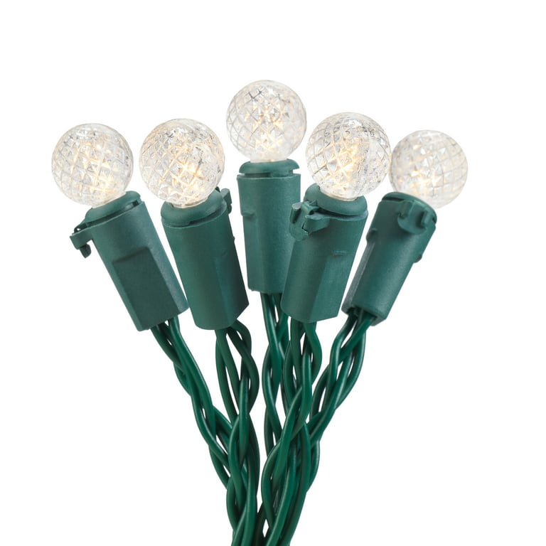 Holiday Time 8 Function Battery Powered Warm White LED G12 Christmas Lights,  12.5', 50 Count 