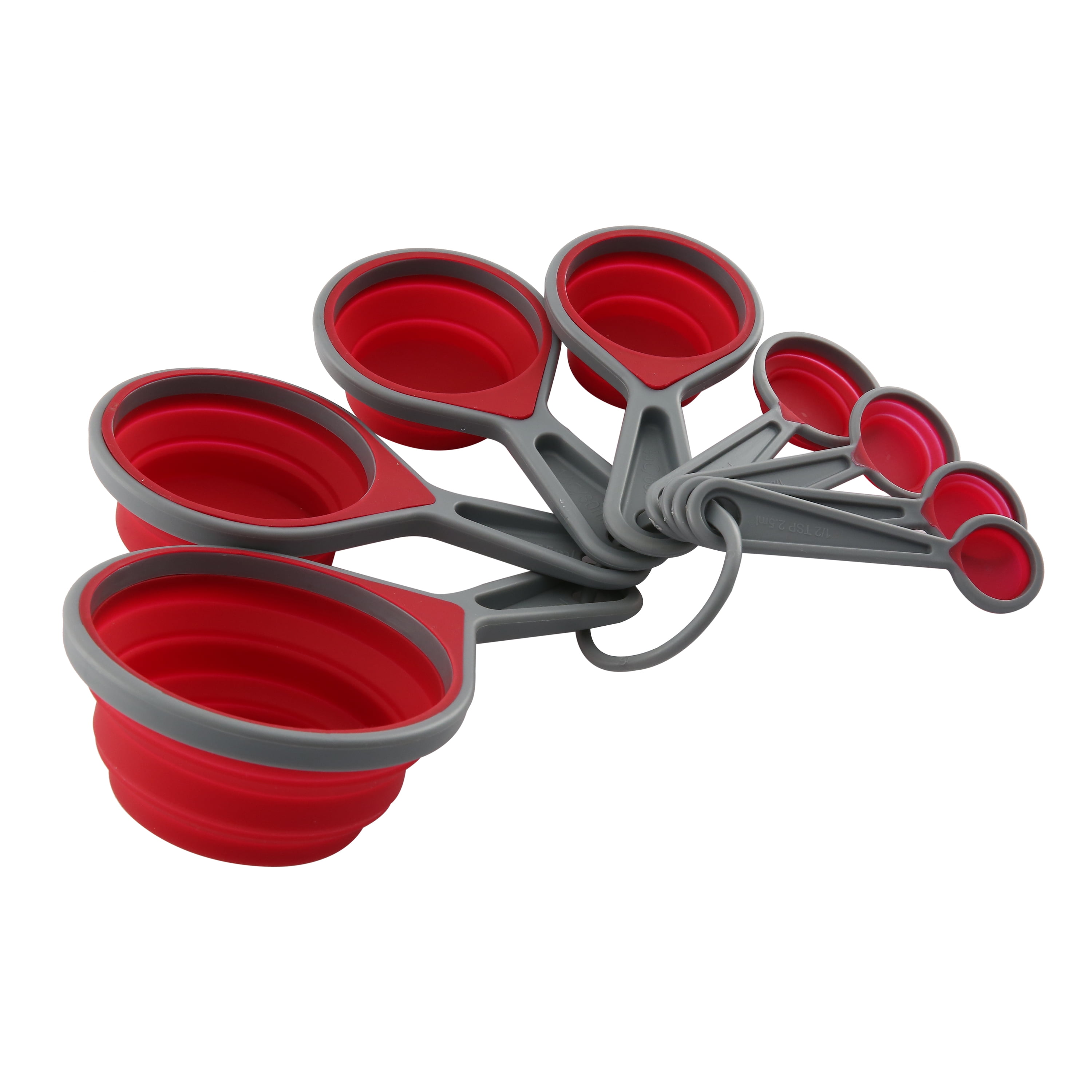 SKEMIX Collapsible Silicone Space Saving Measuring Cups & Measuring Spoons  8 Piece Set
