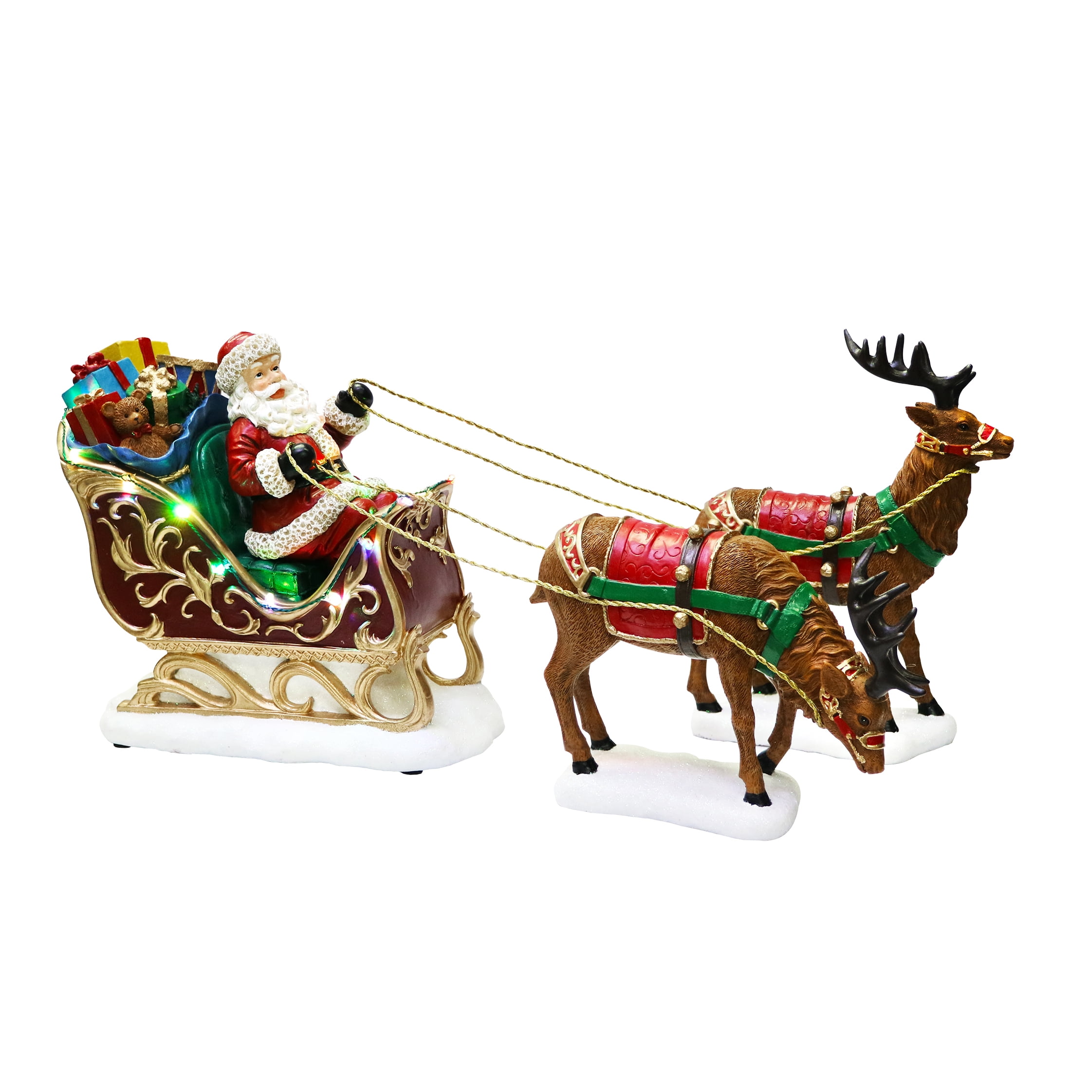 Holiday Time 9.5"H Christmas Décor, Santa Riding in a Sleigh with