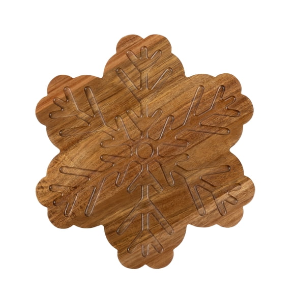 Holiday Time Acacia Wood Snowflake Board, Natural Wood Color, 12 W x 11.18 D x 0.59 H in