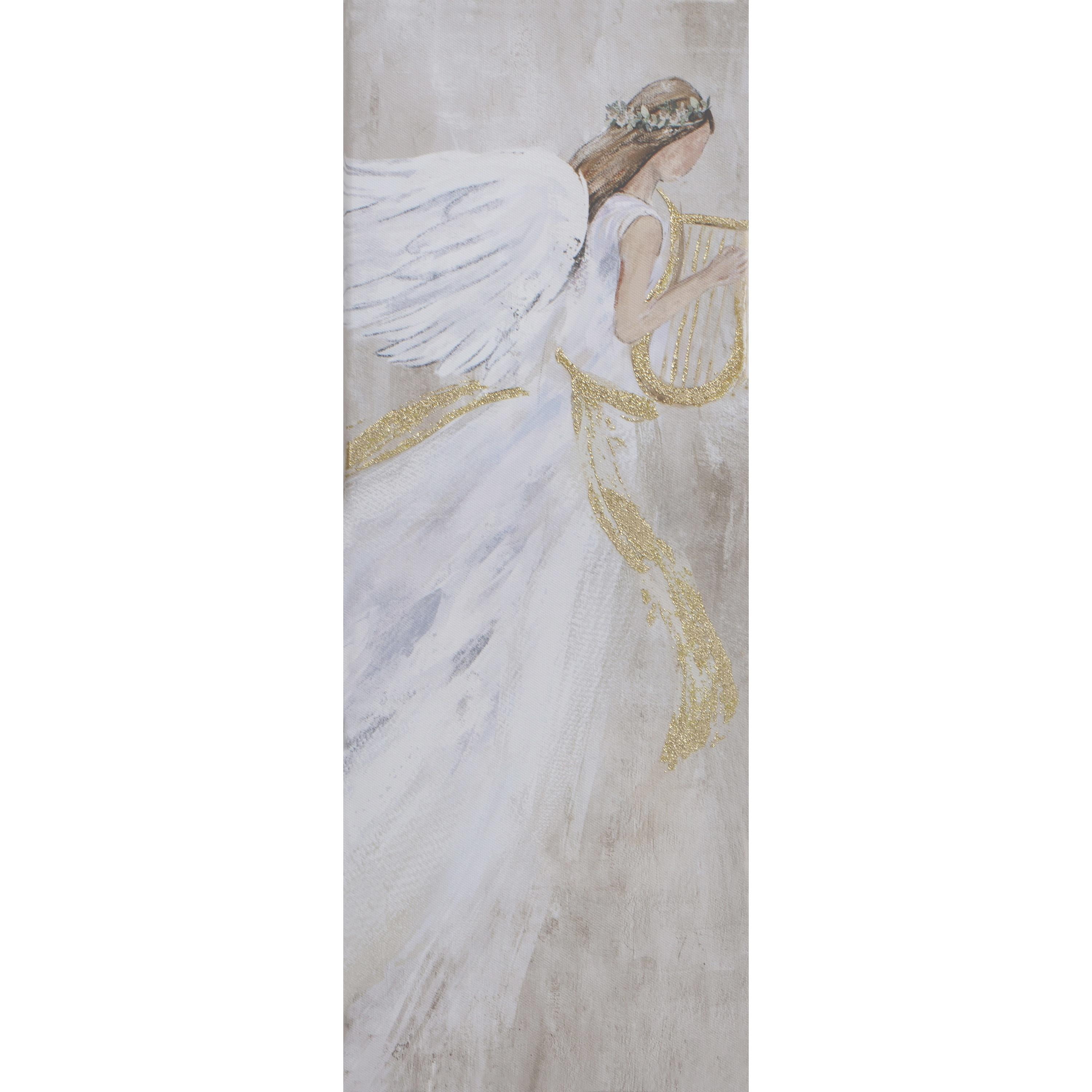 Holiday Time Angel Foil Embellished Canvas Print Christmas Wall Art