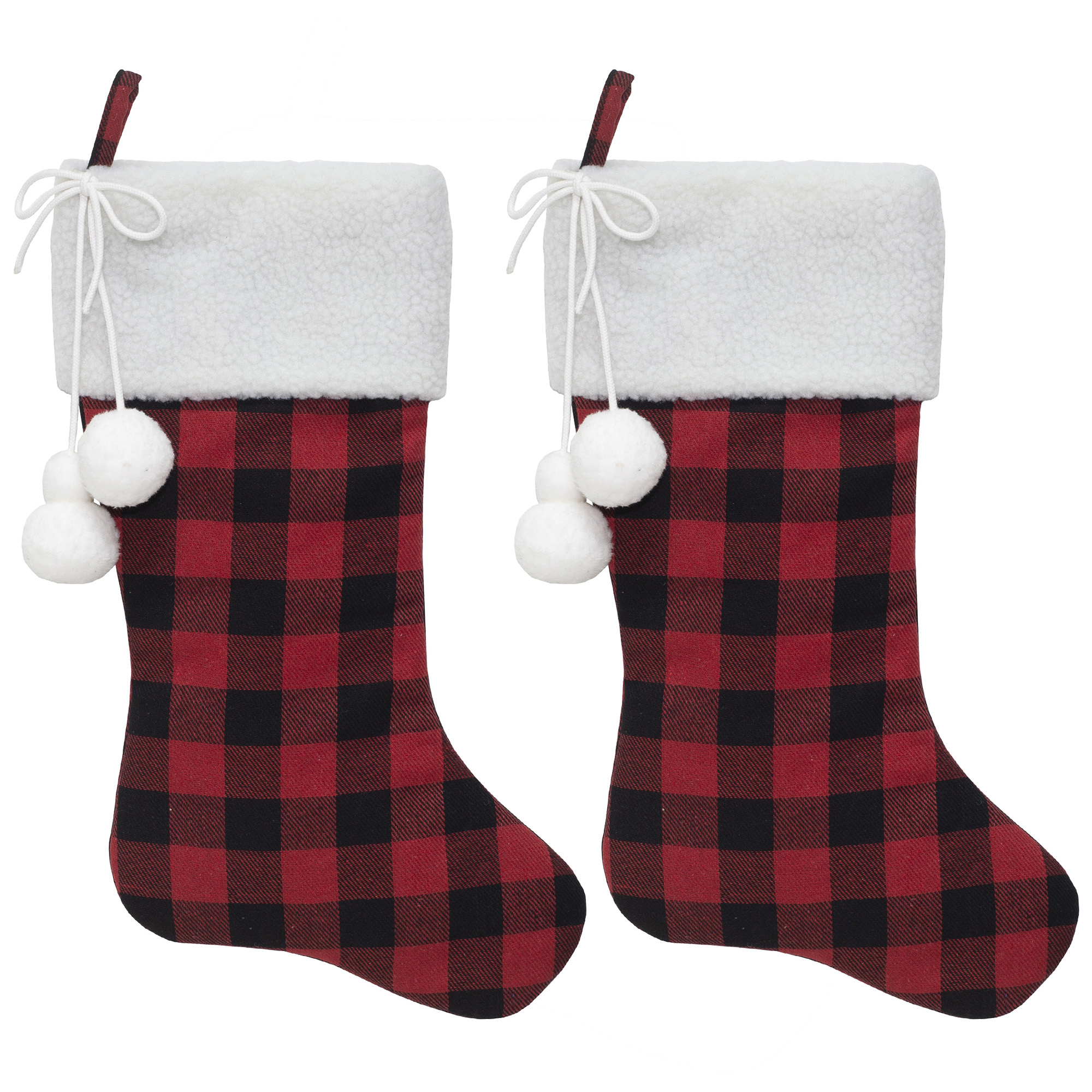 Holiday Time Assorted Colors Plaid Sherpa Christmas Stockings, 10" (2 Count) - image 1 of 3