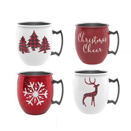 Holiday Time Assorted Moscow Mule Mugs, Set of 4