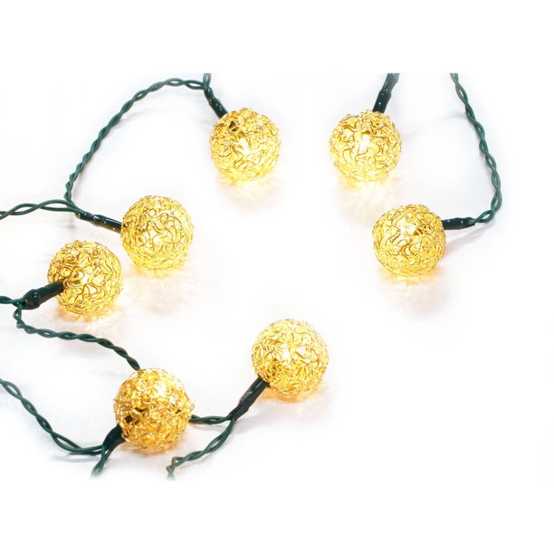 Holiday Time Battery Operated LED Metal Globe Christmas Lights, 20 Count