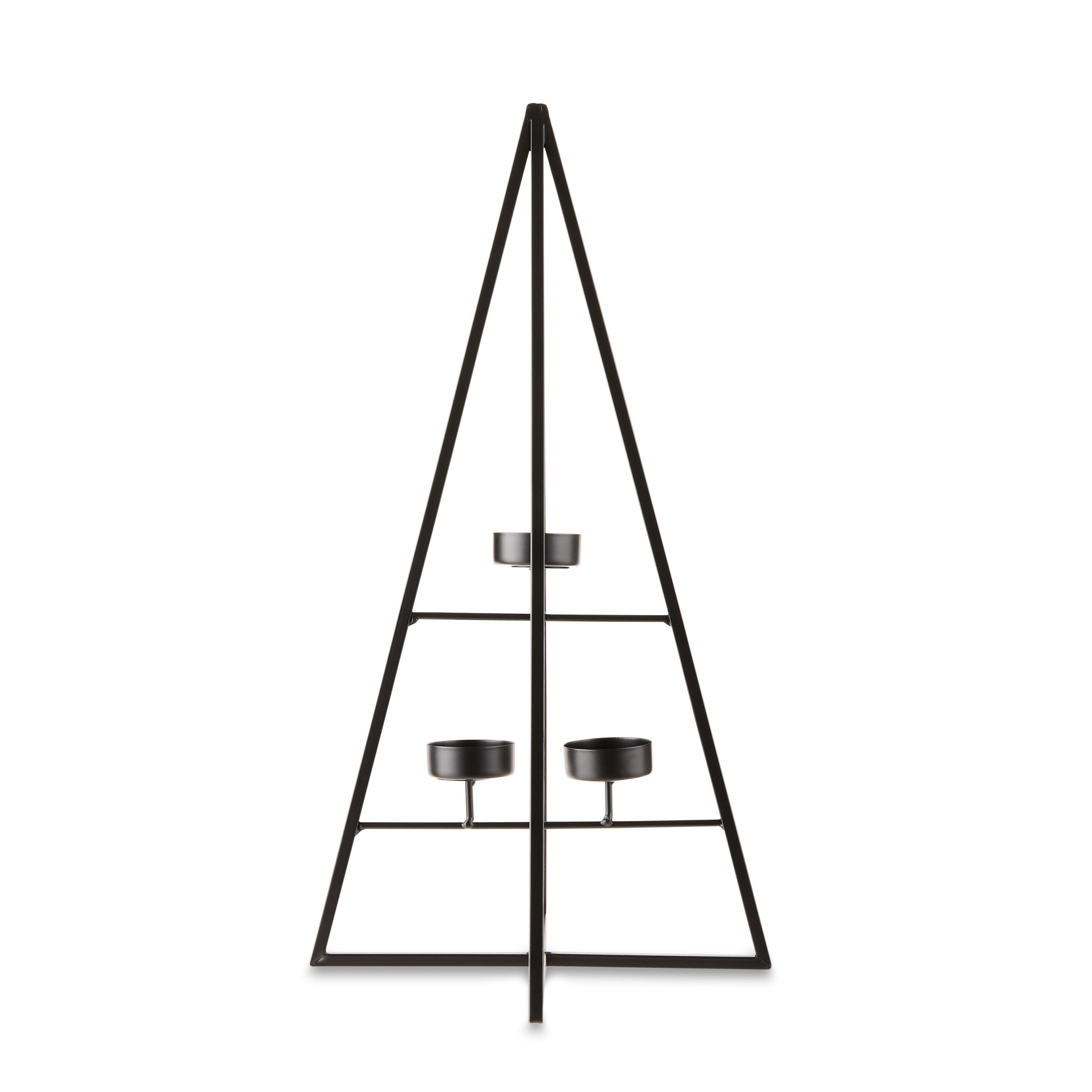 Holiday Time Black Metal 16” Pyramid Tea Light Candle Holder