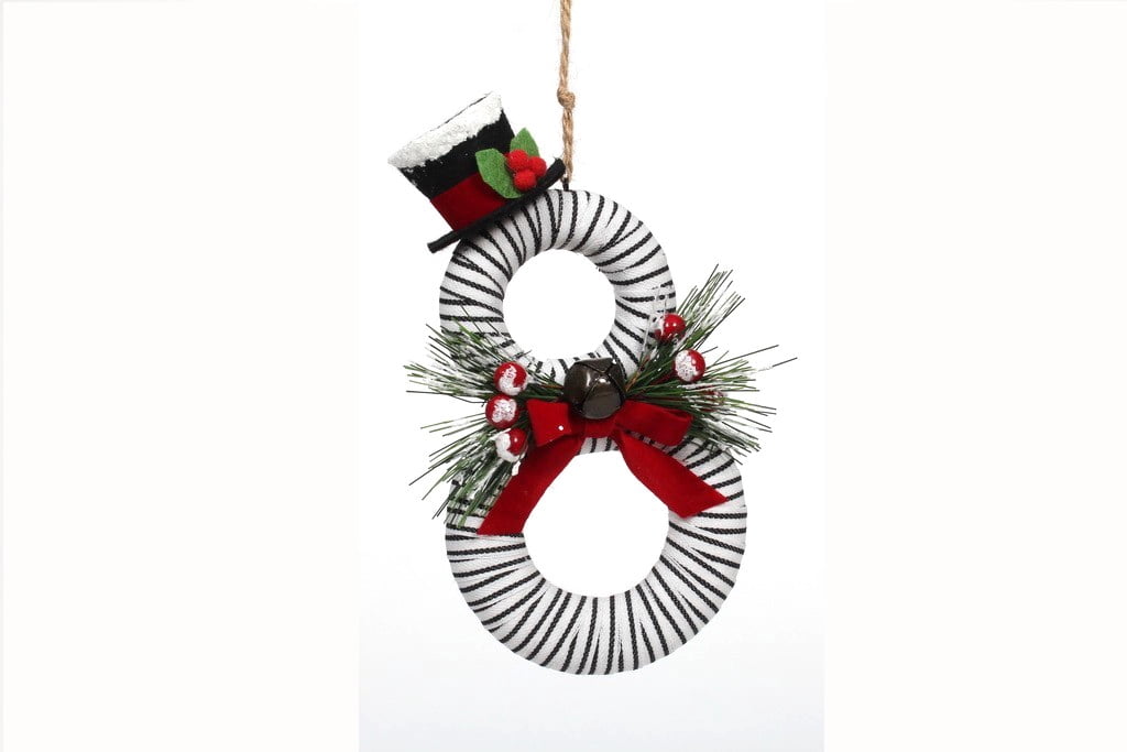 Holiday Time Black & White Snowman Christmas Ornaments, 6 Count