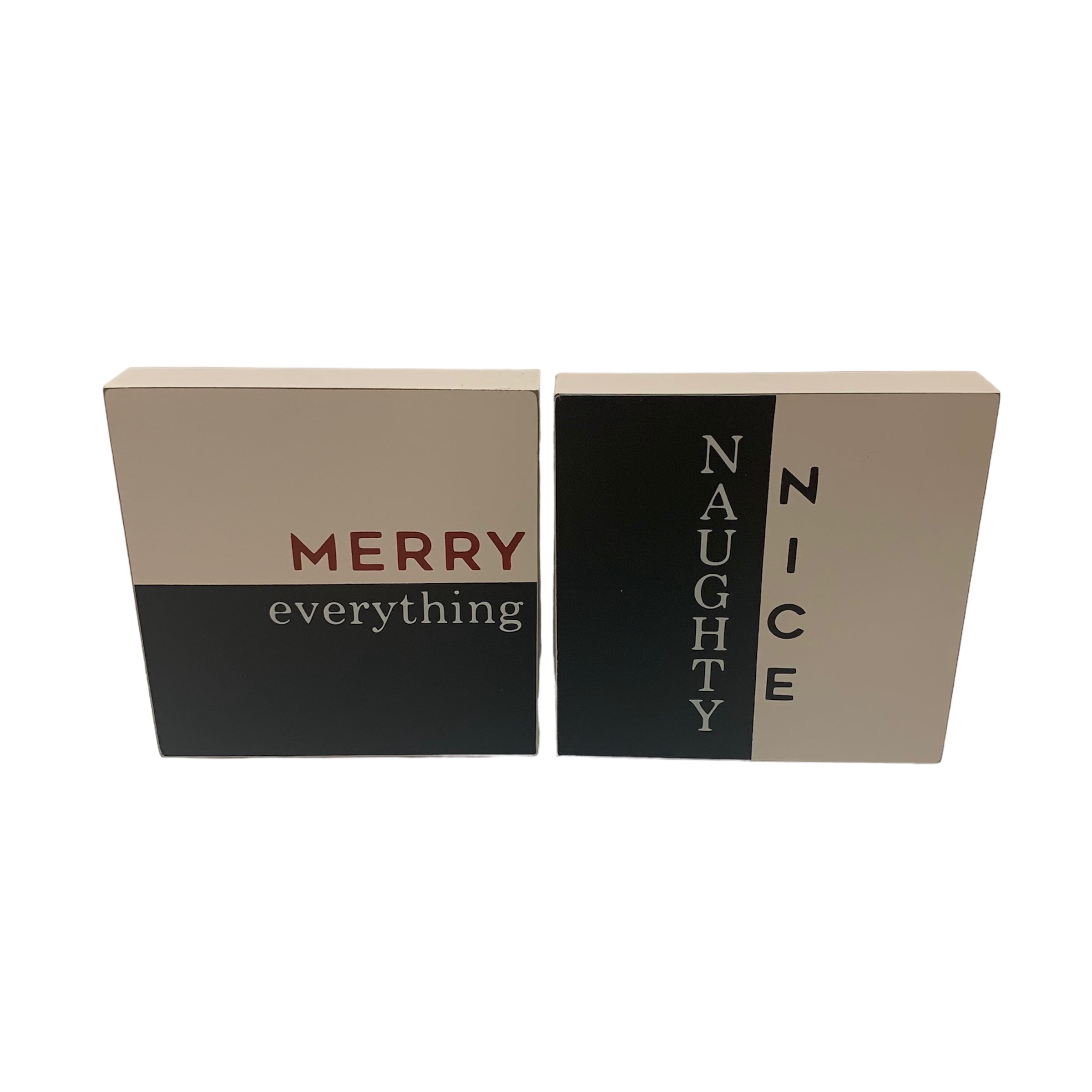 Holiday Time Black & White Wooden Block Accent Tabletop Décor. 7" x 7"