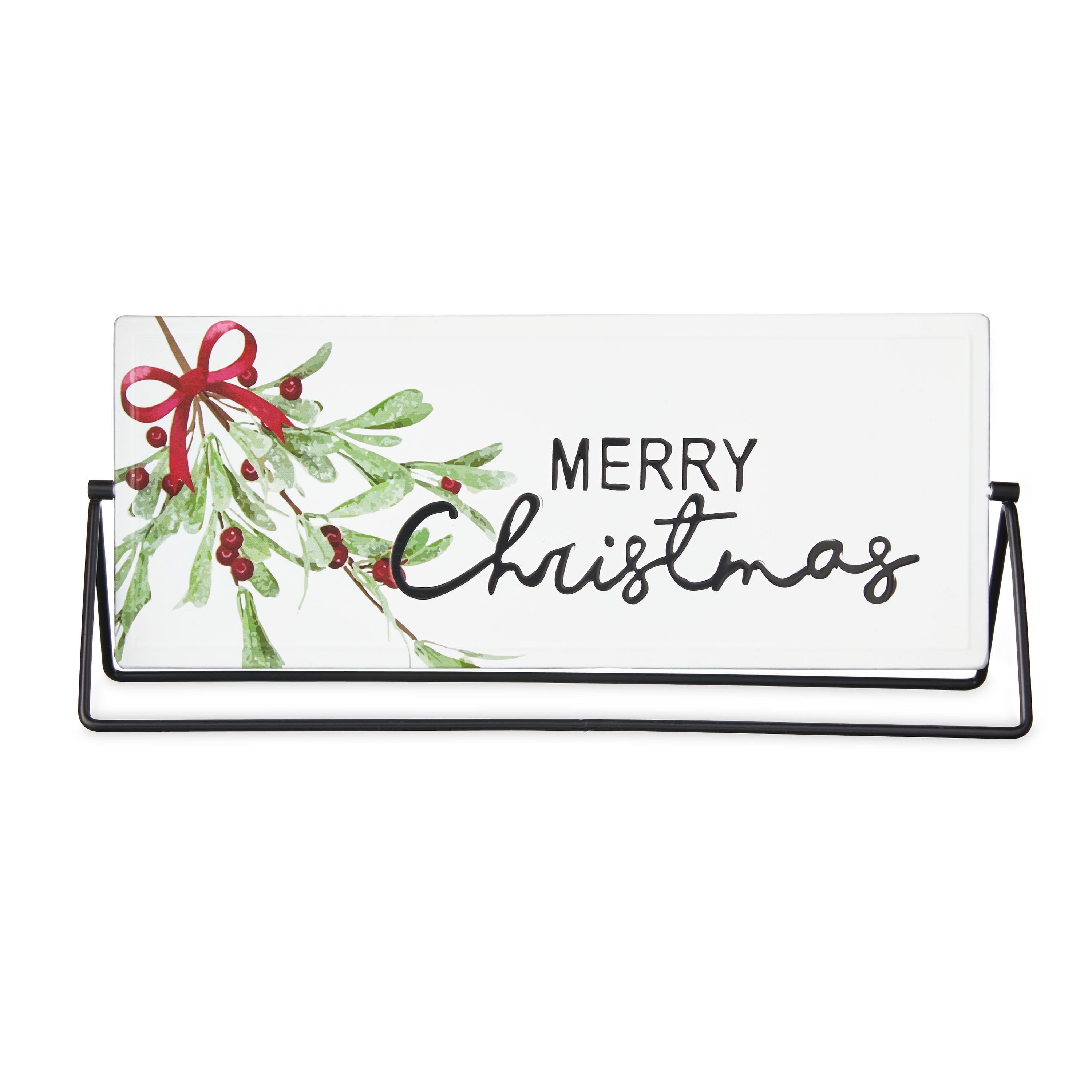 Holiday Time Black and White Merry Christmas Metal Reversible Sign