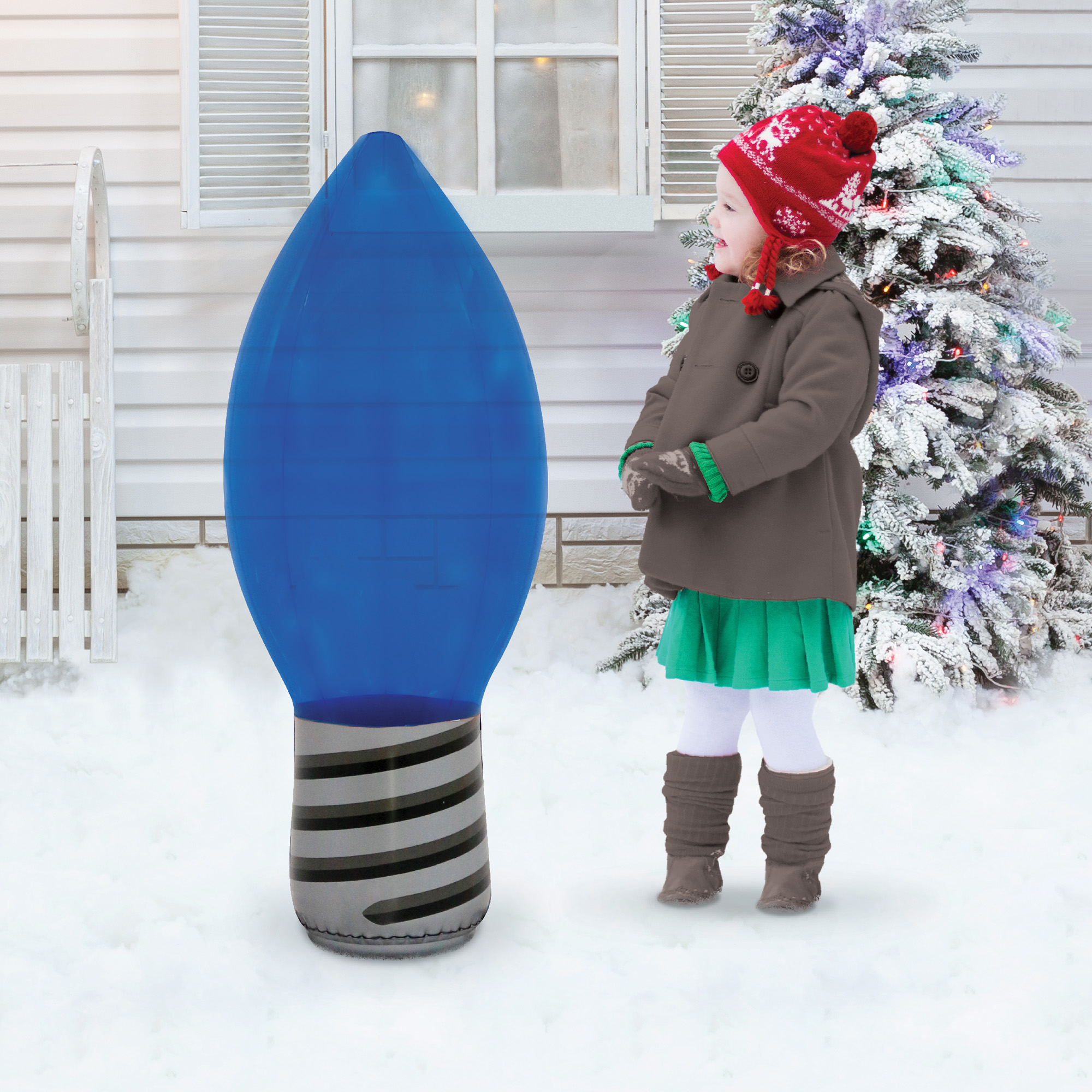 Holiday Time Blow Up Blue Light Bulb, 3.3' - image 1 of 5