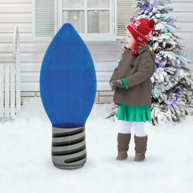 Holiday Time Blow Up Blue Light Bulb, 3.3'
