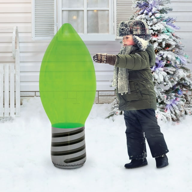 Holiday Time Blow Up Green Light Bulb, 3.3'