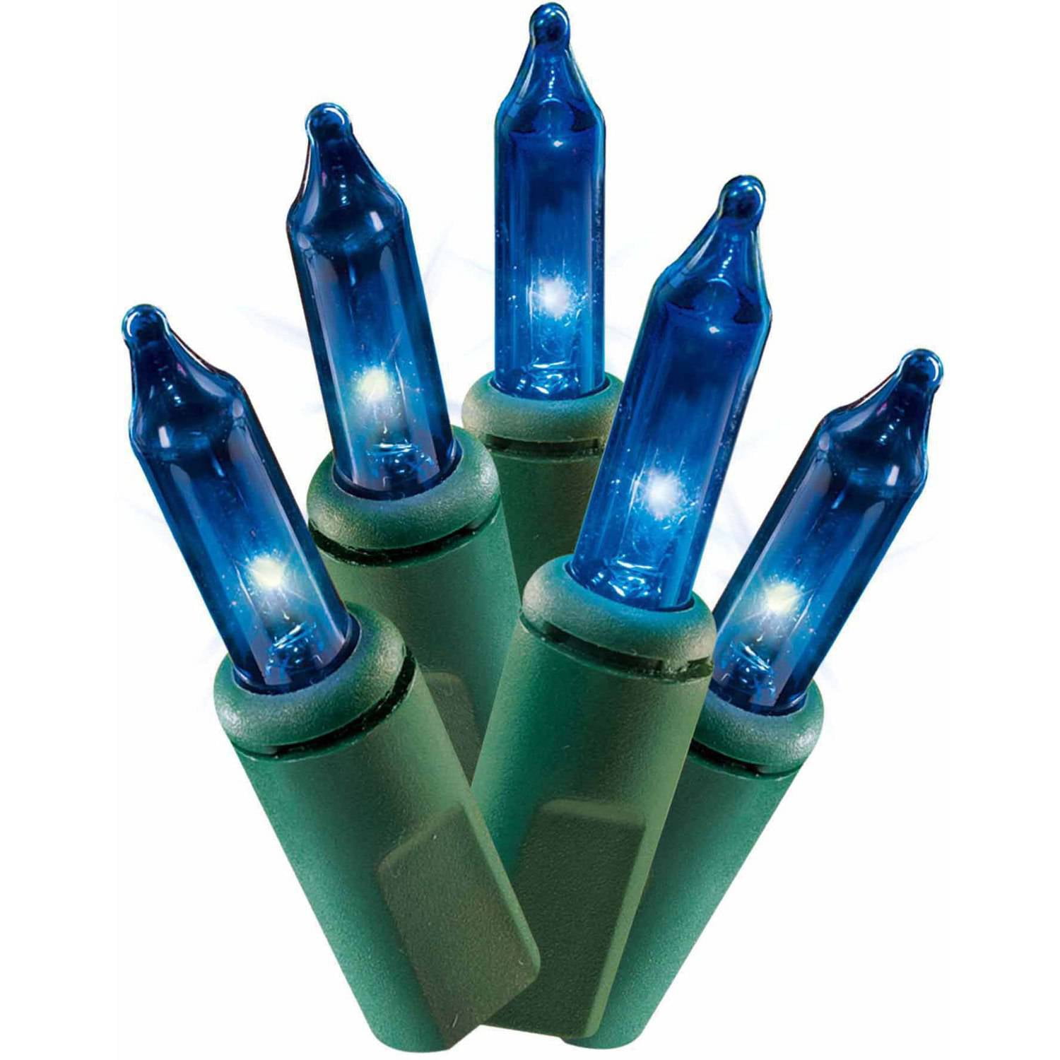 Holiday Time Blue Mini Green Wire Christmas Lights, 300Count