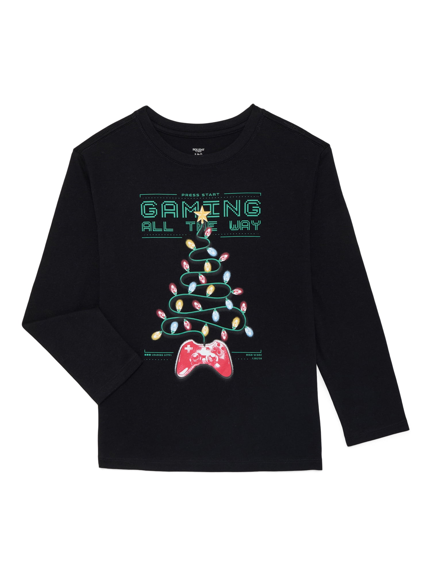 Holiday Time Boys Christmas Long Sleeve Graphic T-Shirt, Sizes 4-18