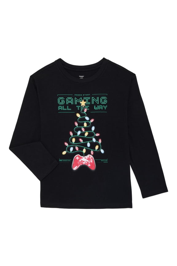 Boys Christmas Long Sleeve Graphic T-Shirt, Sizes 4-18