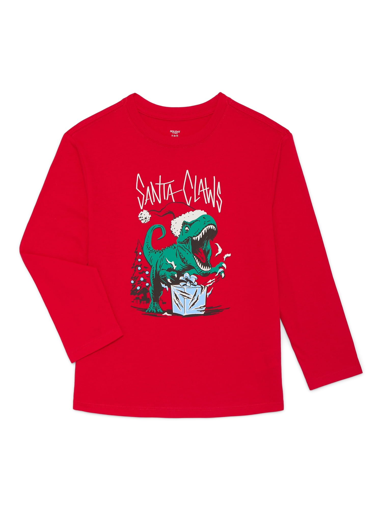 Holiday Time Boys Christmas Long Sleeve Graphic T-Shirt, Sizes 4-18