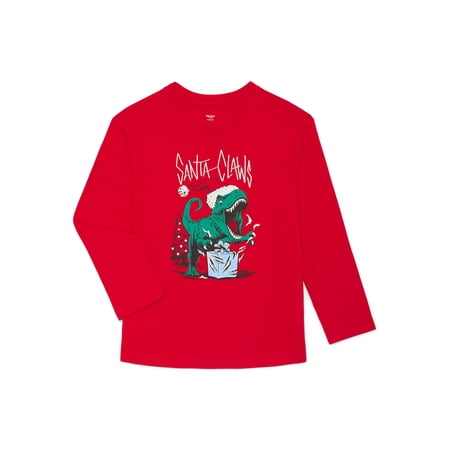 Holiday Time Boys Christmas Long Sleeve Graphic T-Shirt, Sizes 4-18