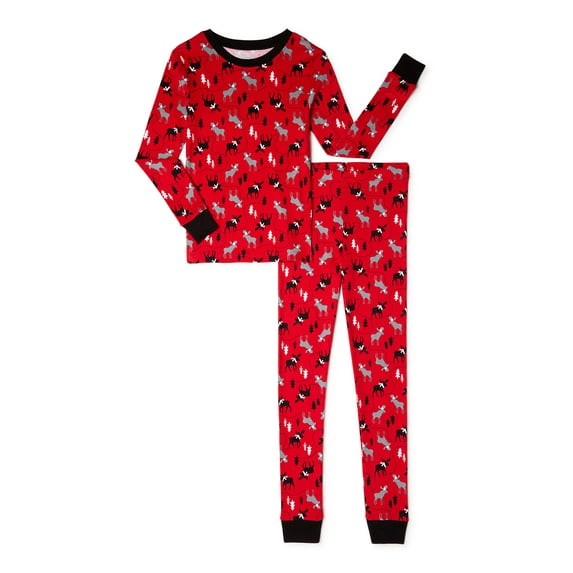 Holiday Time Boys Christmas Cotton Tight Fit Long Sleeve Shirt and Pants Pajama Set, 2-Piece, Sizes 4-10