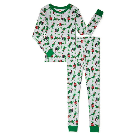 Holiday Time Boys Christmas Cotton Tight Fit Long Sleeve Shirt and Pants Pajama Set, 2-Piece, Sizes 4-10