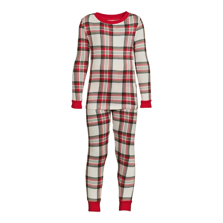 2-Piece Infant and Toddler Neutral Stewart Plaid Hacci Snug Fit
