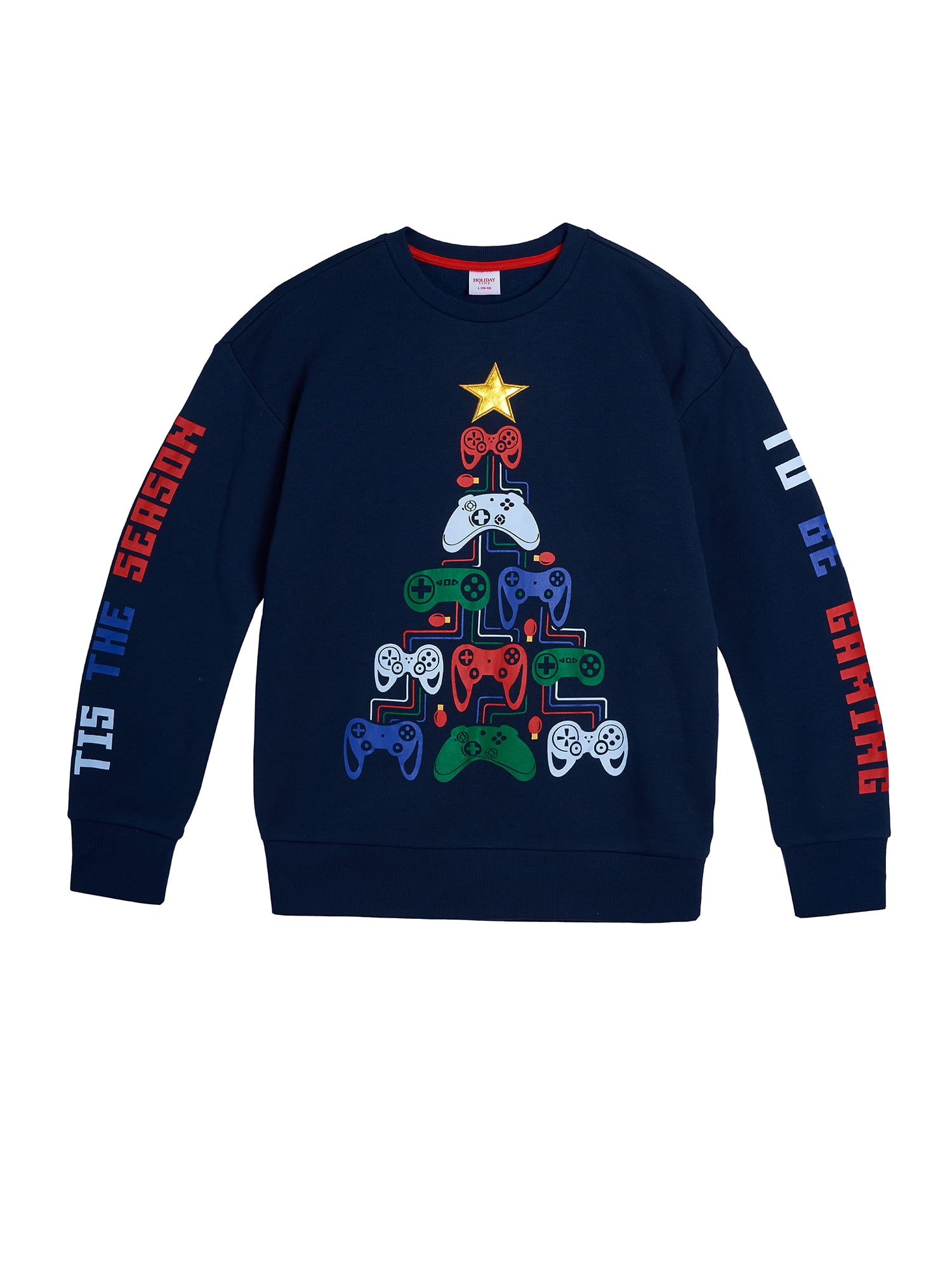 Holiday Time Boys Christmas Sweatshirt, Sizes 4-18 & Husky, Fleece ...
