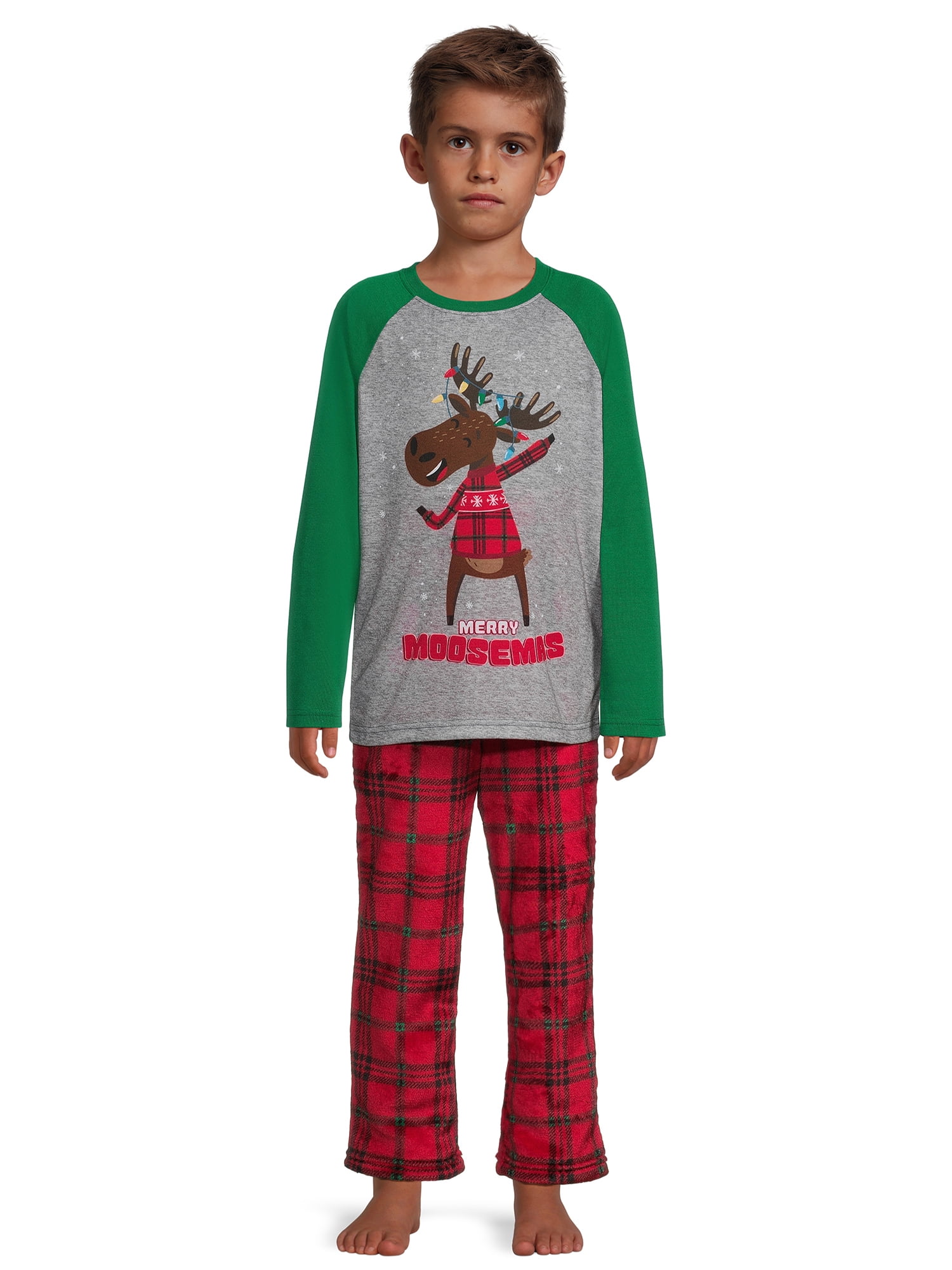 Holiday Time Boys Long Sleeve Top and Pants, 2-Piece Pajama Set, Sizes