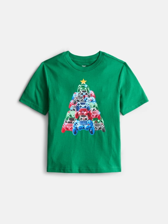 Boys Christmas Graphic Tee with Short Sleeves, Sizes 4-18 & Husky