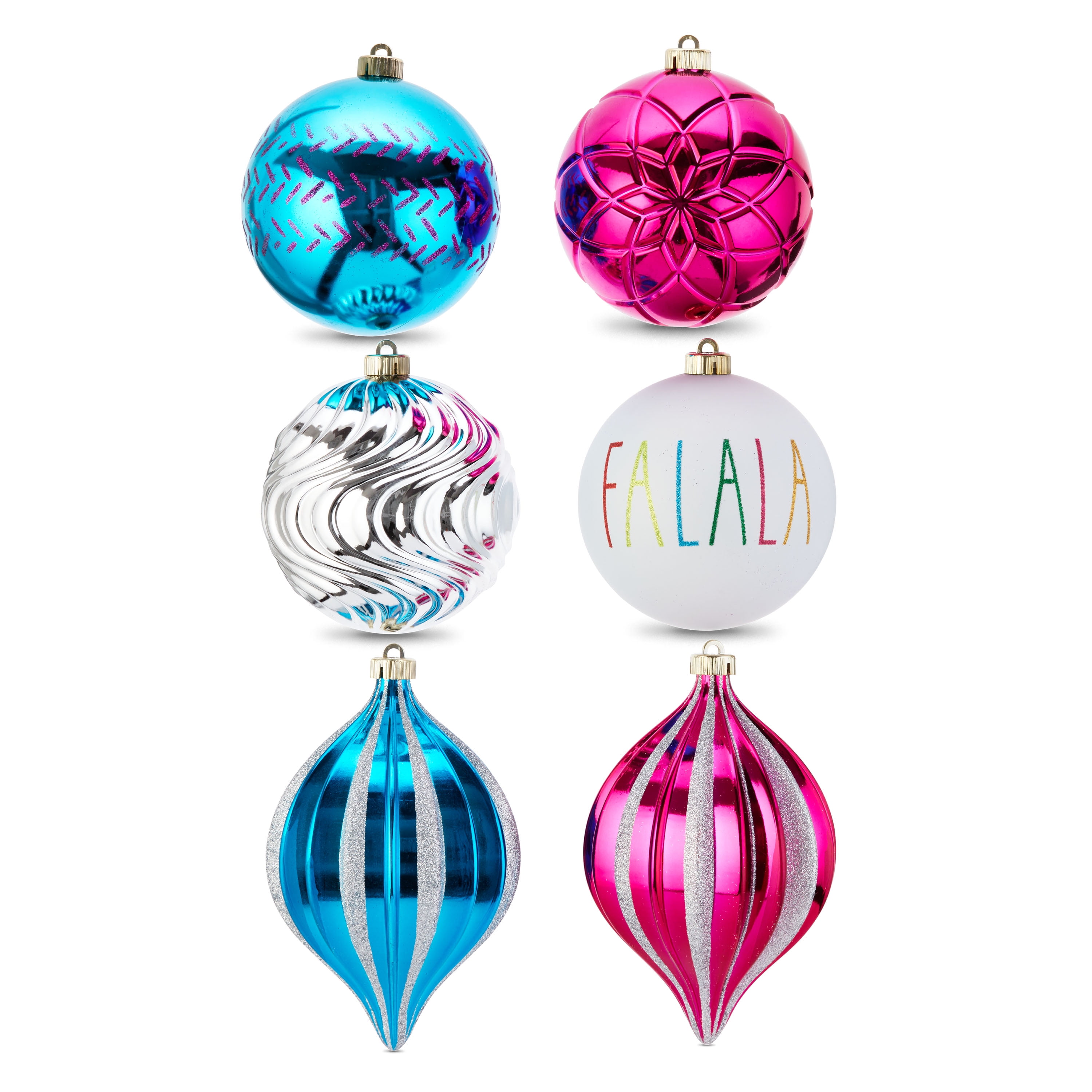 Holiday Time Brights Jumbo Shatterproof Christmas Ball Ornament, 6 Pack
