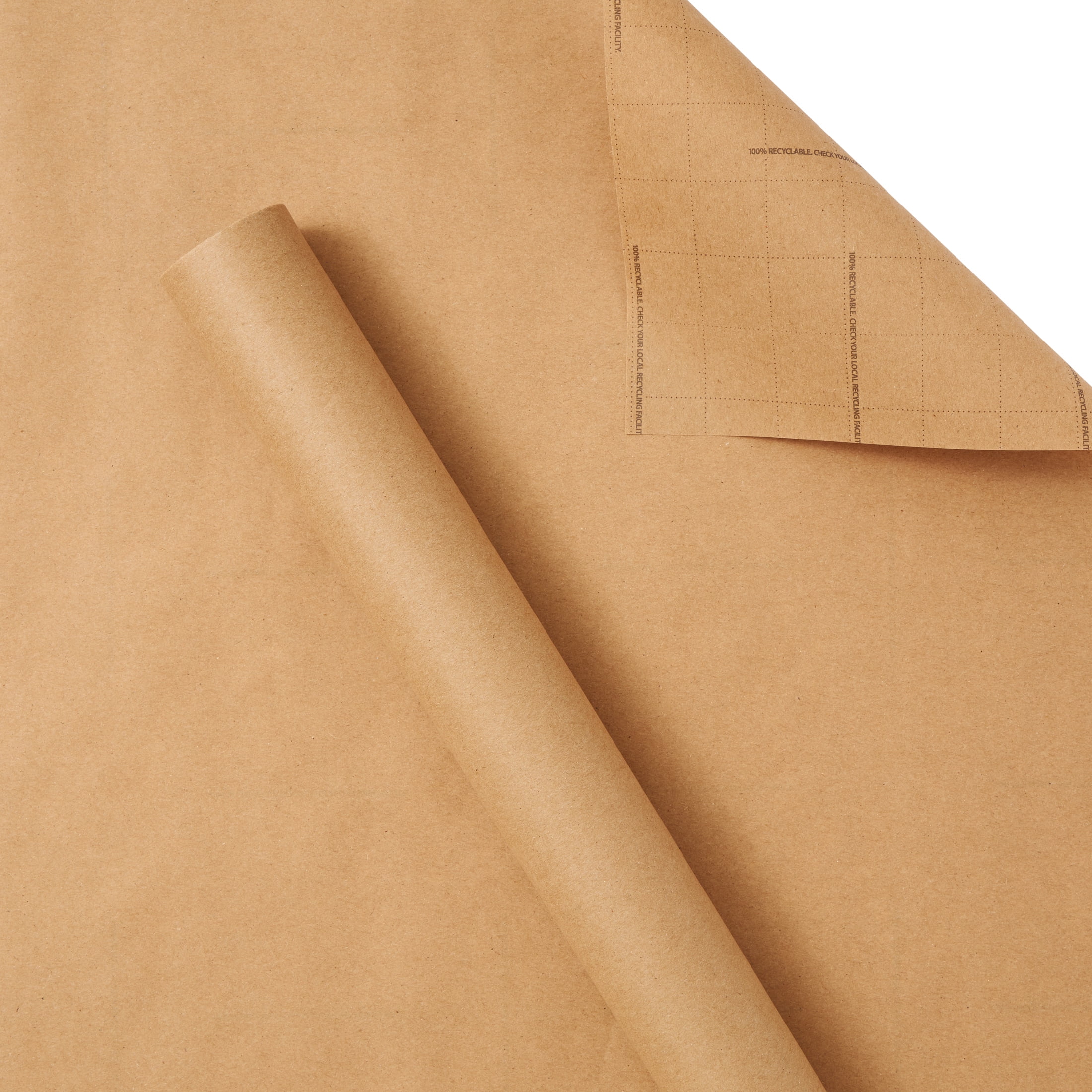 Holiday Time Brown Kraft Wrapping Paper, Christmas, Natural, DIY, 30