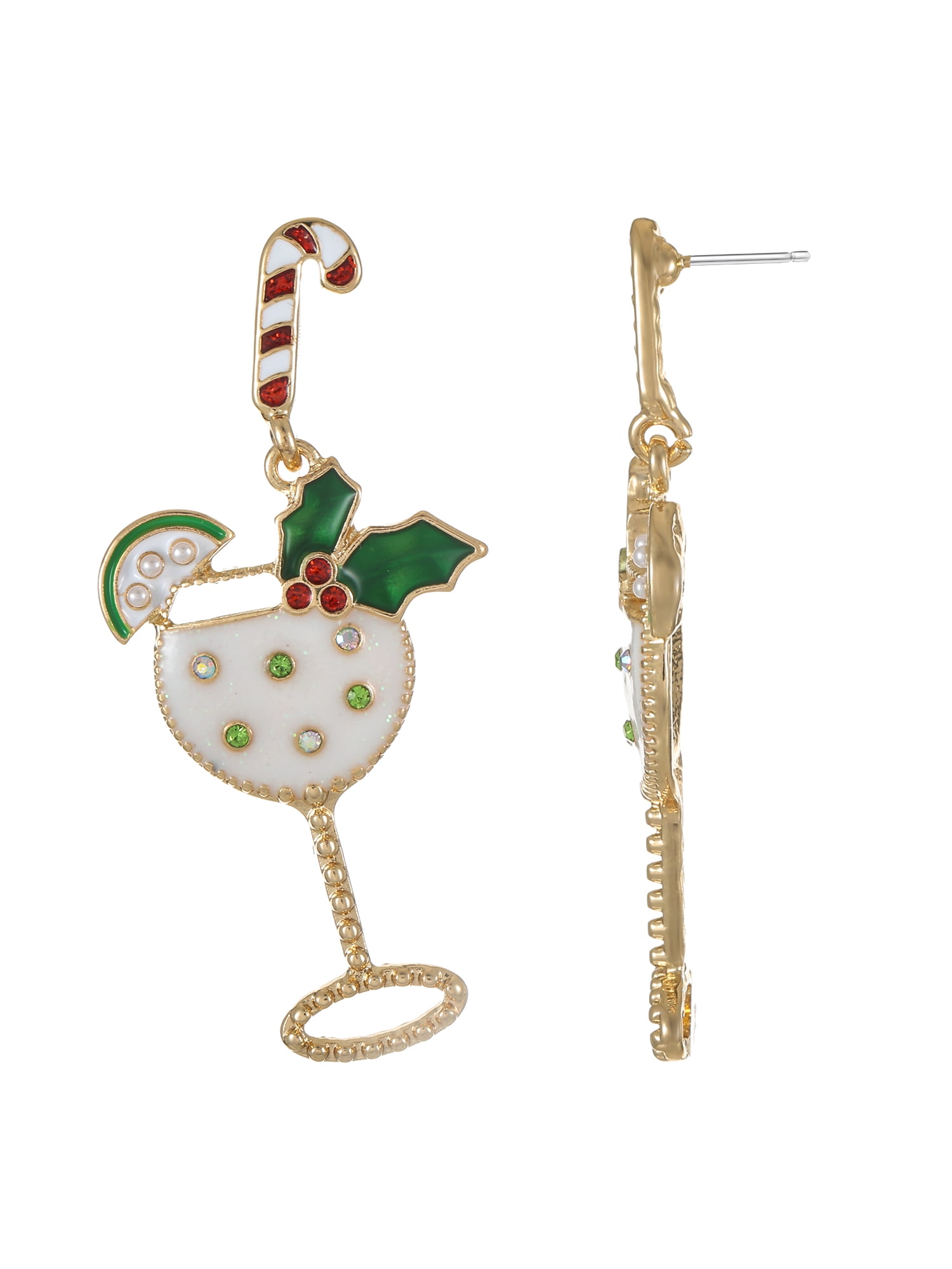 Holiday Time Candy Cane Drink Earring, 1 Pair