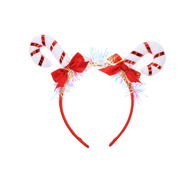 Holiday candy cans red white satin fur oversized flower headband bow Amazon.com: Candy Cane Headband with Bows, Red : Clothing  main image 4