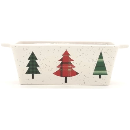Holiday Time Ceramic Mini Loaf Tree Pan, 5.75" Long, White, Stoneware
