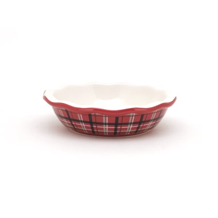Holiday Time Ceramic Mini Pie Red Plaid, 5.5" Stoneware