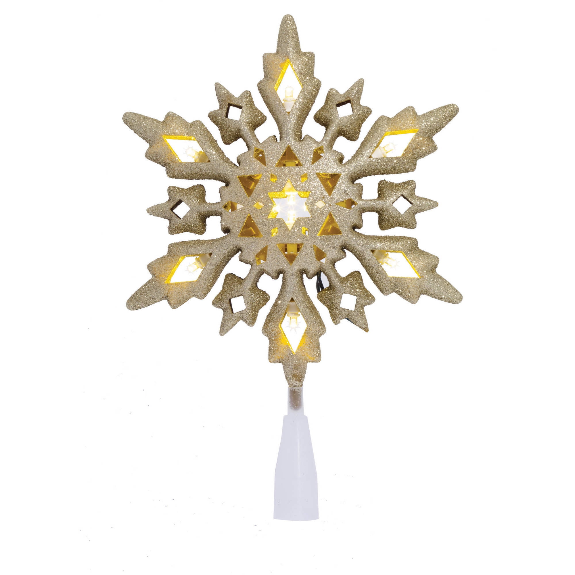 Holiday Time Christmas 10" 10UL Gold Frosted Snowflake Tree Topper with