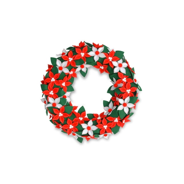 Holiday Time Christmas 22" Felt Poinsettia Wreath