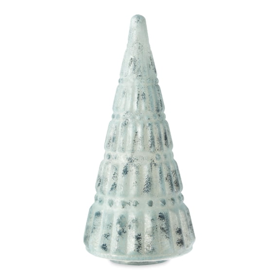 Holiday Time Christmas Beaded Blue Glass Tree Tabletop Decoration, 12"