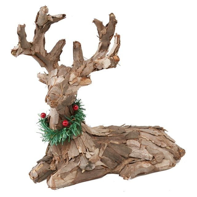 Holiday Time Christmas Brown Sitting Reindeer Decoration (9.1 in)