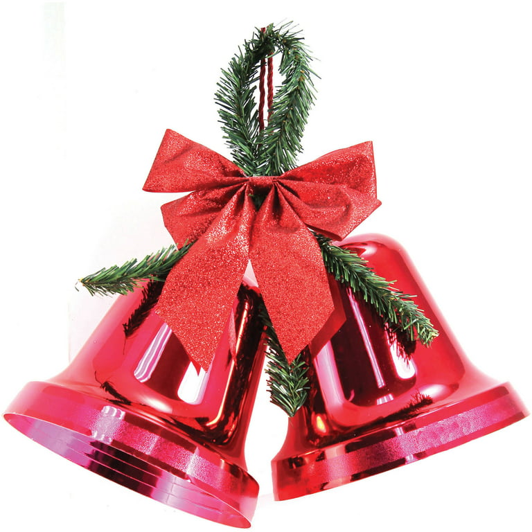 Holiday Time Christmas Decor 9.5 Double Bell Red, Indoor / Outdoor Use
